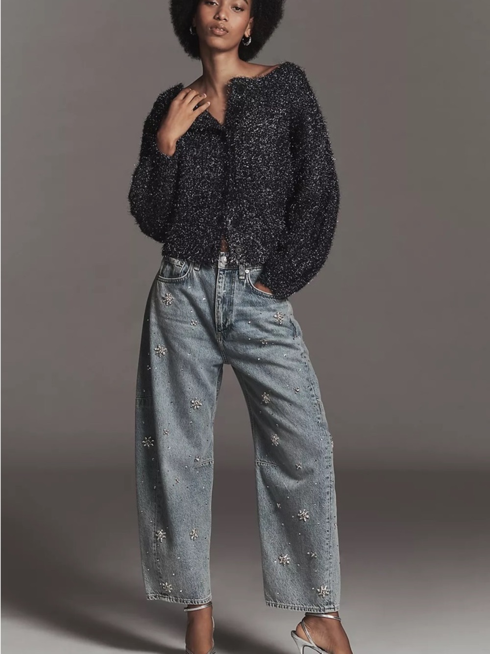 Anthropologie Boat Neck Tinsel Cardigan Sweater - Navy - sz Medium - NWT - Picture 5 of 16